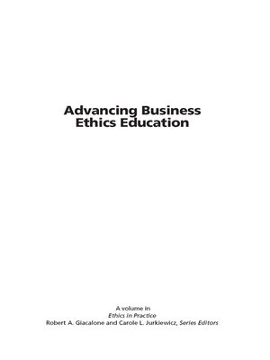 cover image of Advancing Business Ethics Education